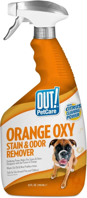 OUT! PetCare Complete Oxy Stain Remover, Oxy Orange Spray, Pet Stain and Odor Eliminator, Carpet Cleaner, Urine Remover and Odor Neutralizer, Upholstery Cleaner, 32 fl oz