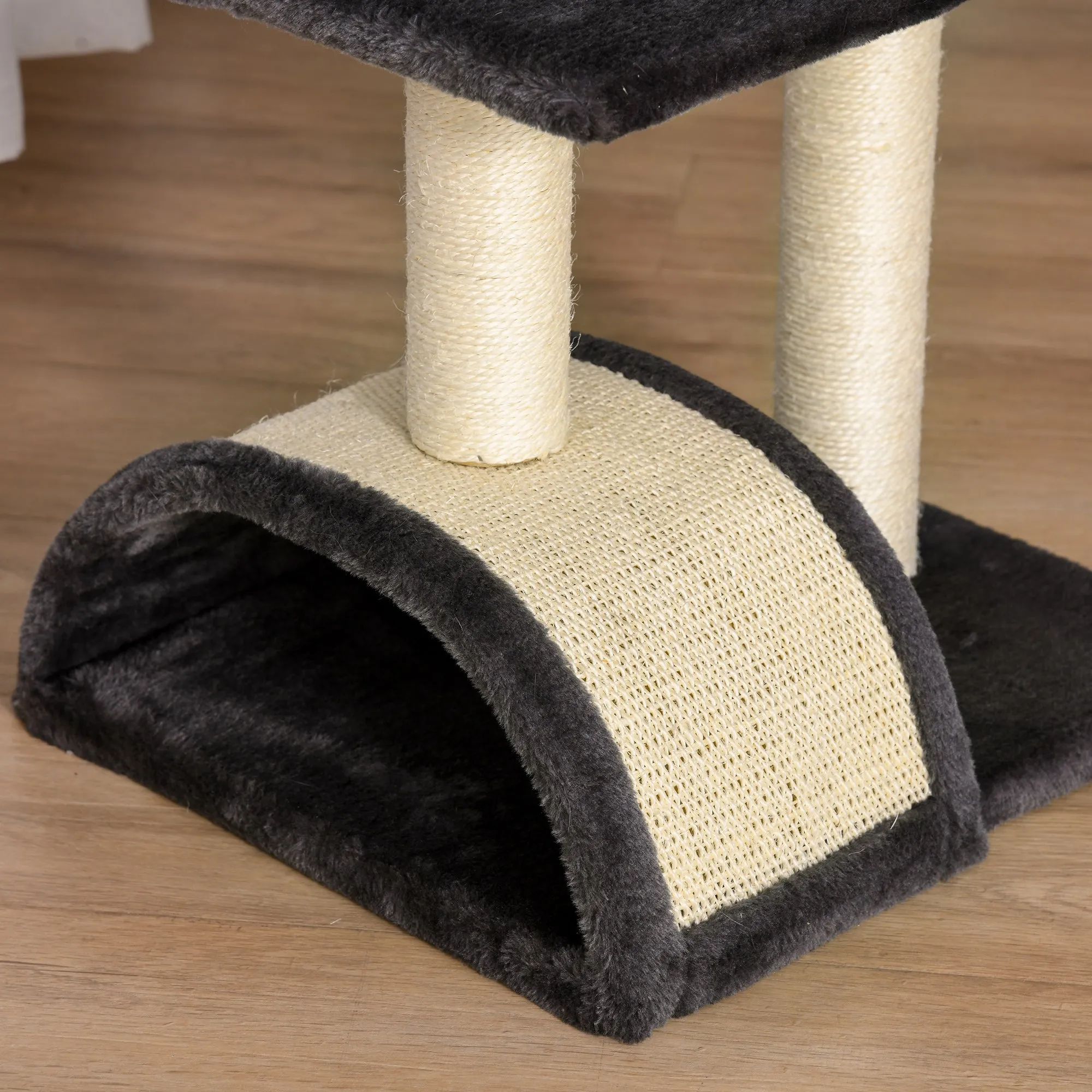 PawHut Cat Tree Activity Center w/ Scratching Posts Sisal Arc Hanging Ball Grey