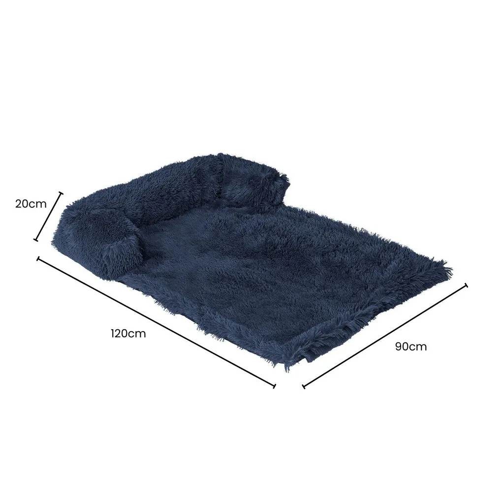 Pet Sofa Cover Soft with Bolster XL Size (Dark Blue)