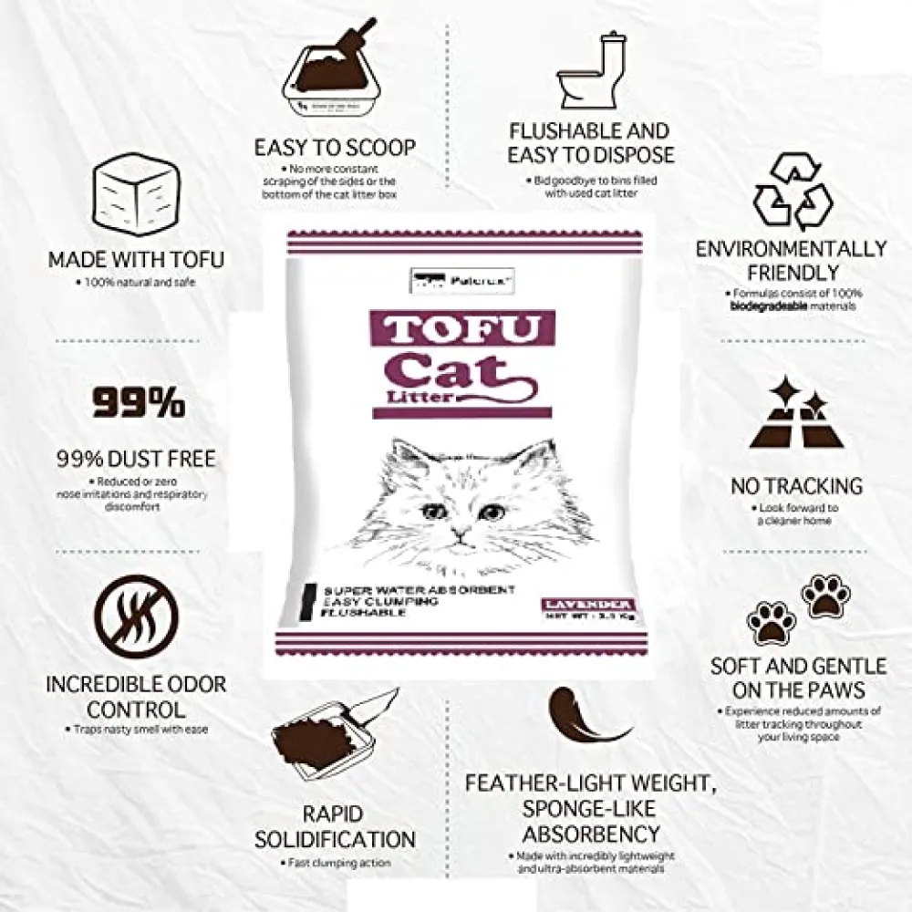Petcrux Exclusive Organic Tofu Lavender Scented Cat Litter