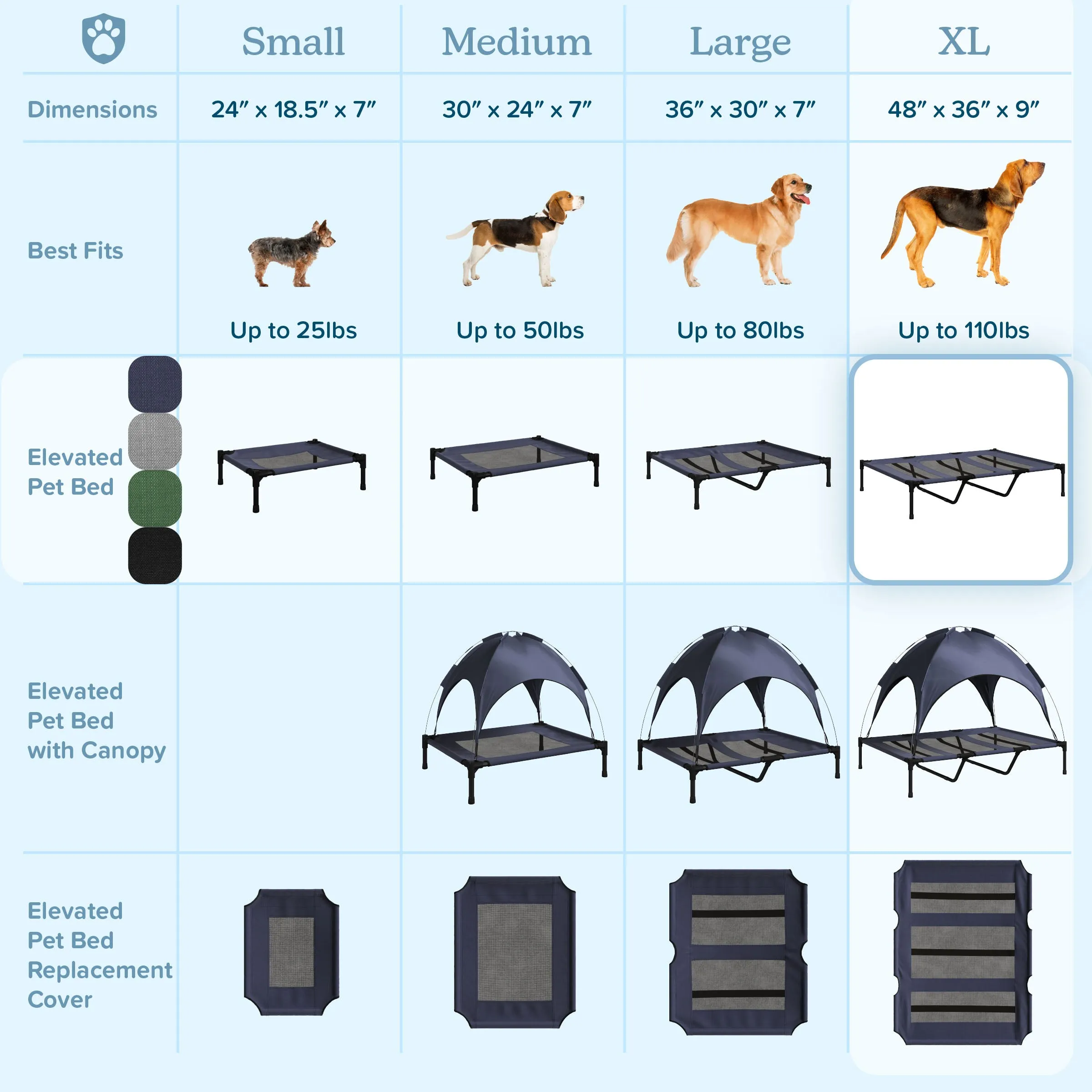 PETMAKER 48x35.5 Elevated Dog Bed, Green