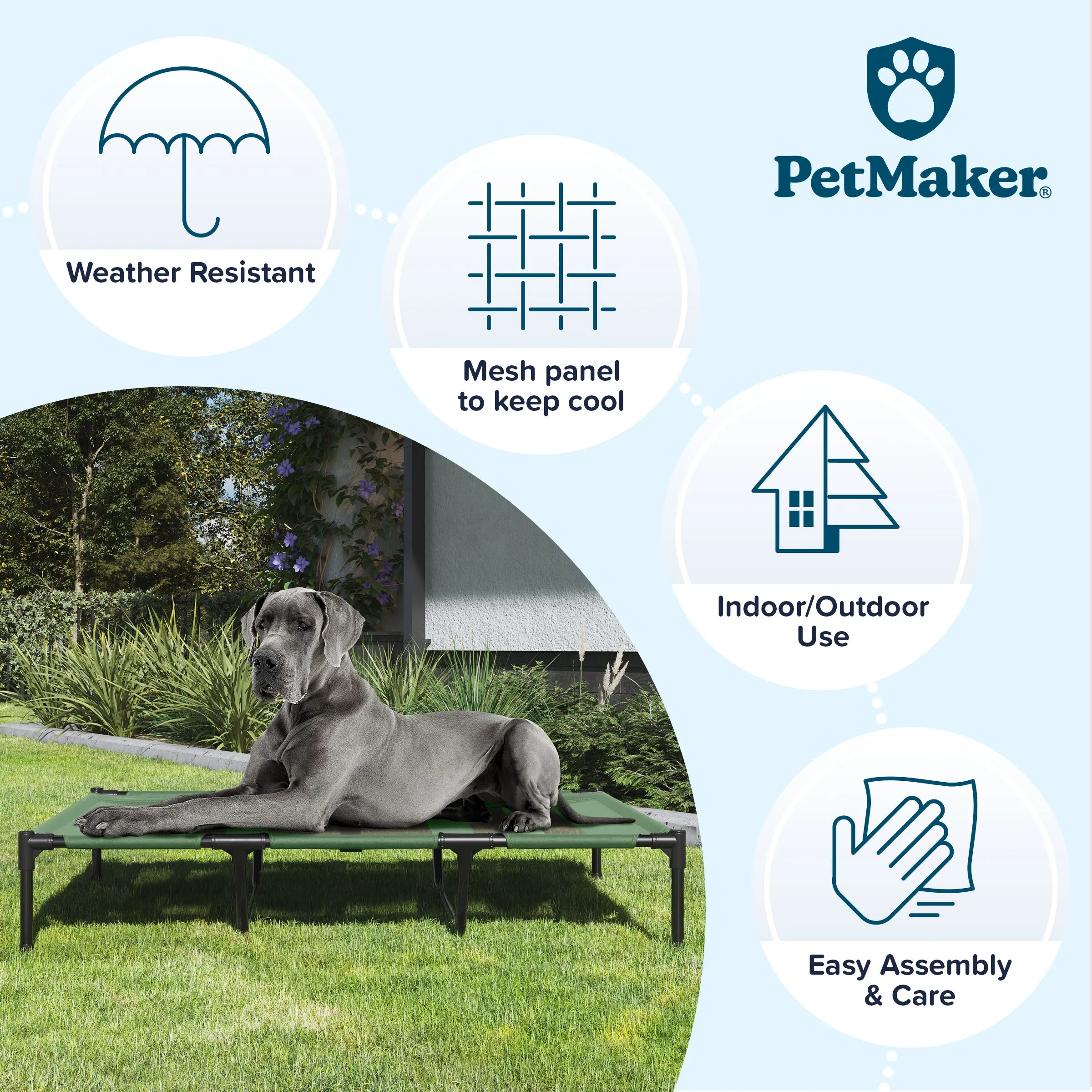 PETMAKER 48x35.5 Elevated Dog Bed, Green