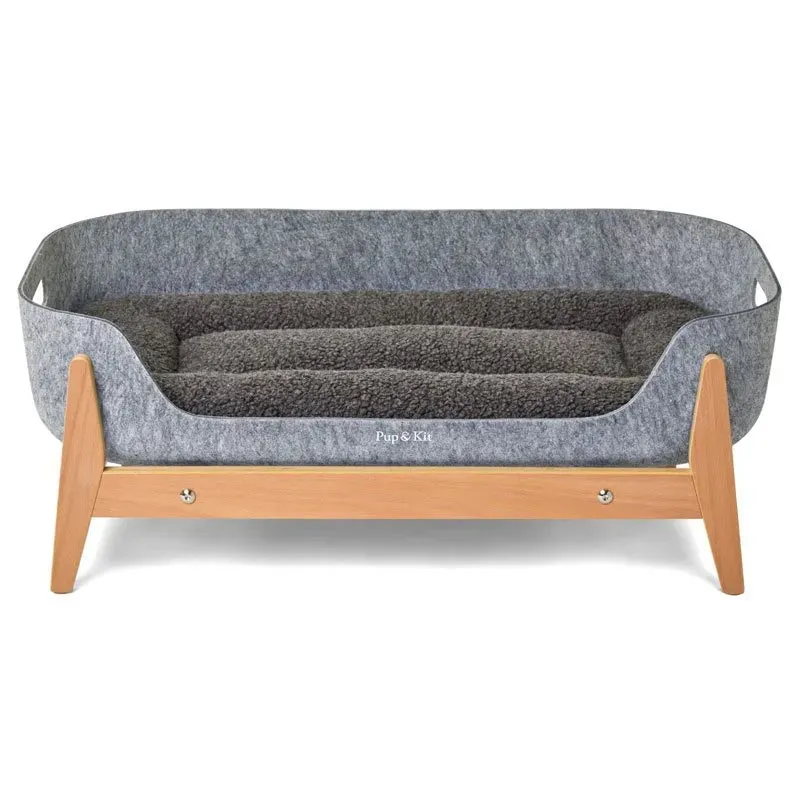 PetNest Full Bed Kit with Raised Stand in Natural Wood