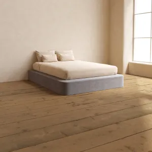 Queen Upholstered Platform Bed | Plush Weave in Ash