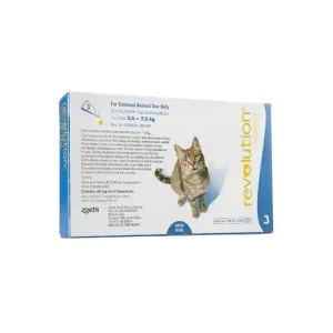 Revolution (2.6 to 7.5kg) Blue Cat Tick & Flea Treatment Pack of 3