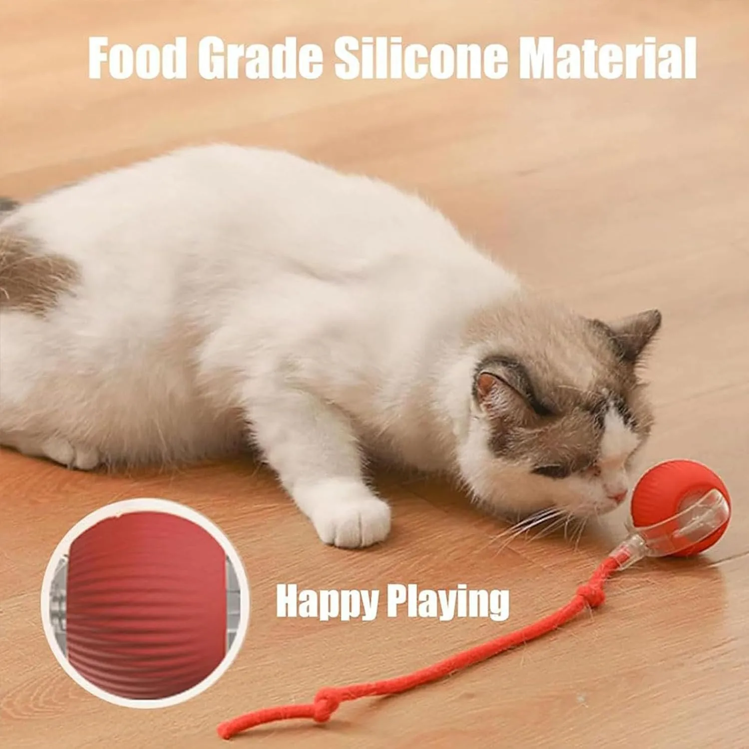 Rollie Pet Interactive Smart Cat & Dog Toy, Motion Activated 360 Electric Self Rolling Ball for Large & Small Pets (Red-A)