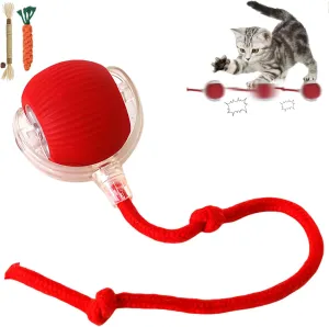 Rollie Pet Interactive Smart Cat & Dog Toy, Motion Activated 360 Electric Self Rolling Ball for Large & Small Pets (Red-A)
