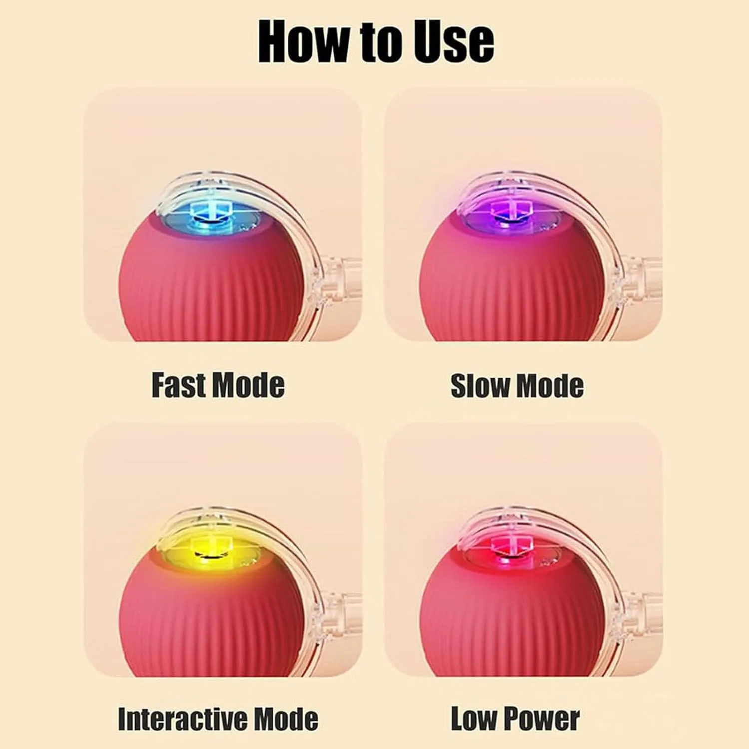 Rollie Pet Interactive Smart Cat & Dog Toy, Motion Activated 360 Electric Self Rolling Ball for Large & Small Pets (Red-A)