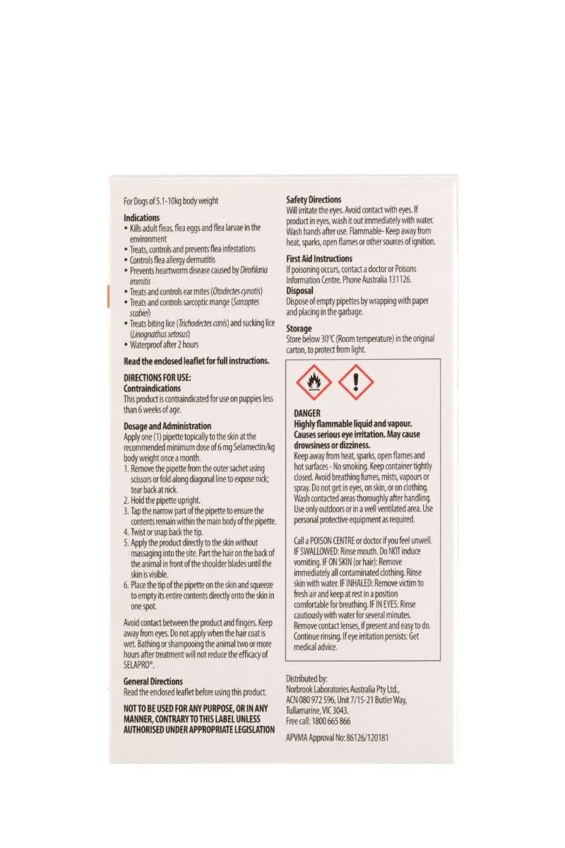 Selapro Flea & Worming Spot On Treatment 5.1-10kg Dog