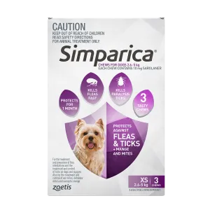 Simparica - Chews for Extra Small Dogs 2.6-5kg (3pk)