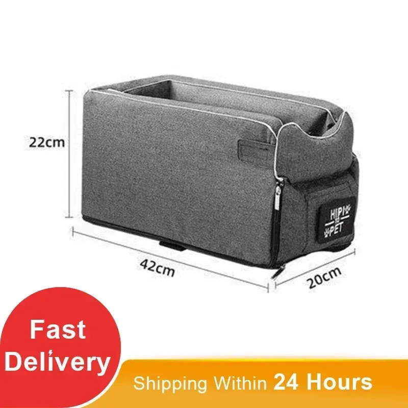 Travel Safely with Your Pet: Portable Pet Dog Car Seat, Nonslip Carriers - Central Control Safety Armrest Box Kennel Dog Bed for Small Dogs & Cats, Ideal for Travel!