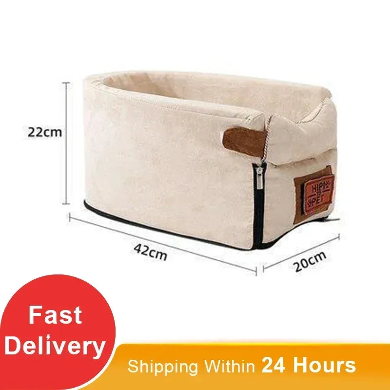 Travel Safely with Your Pet: Portable Pet Dog Car Seat, Nonslip Carriers - Central Control Safety Armrest Box Kennel Dog Bed for Small Dogs & Cats, Ideal for Travel!