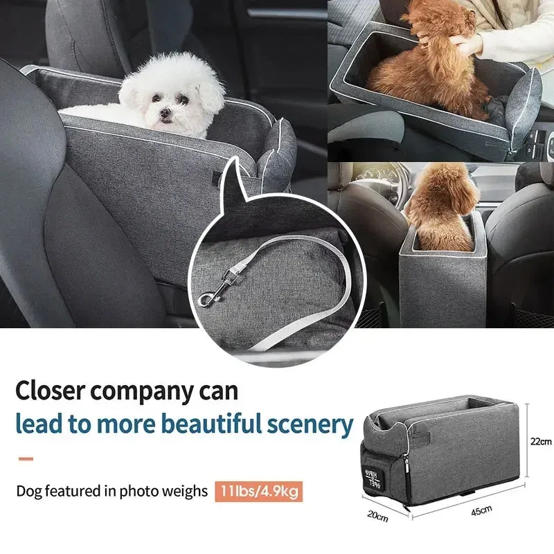 Travel Safely with Your Pet: Portable Pet Dog Car Seat, Nonslip Carriers - Central Control Safety Armrest Box Kennel Dog Bed for Small Dogs & Cats, Ideal for Travel!