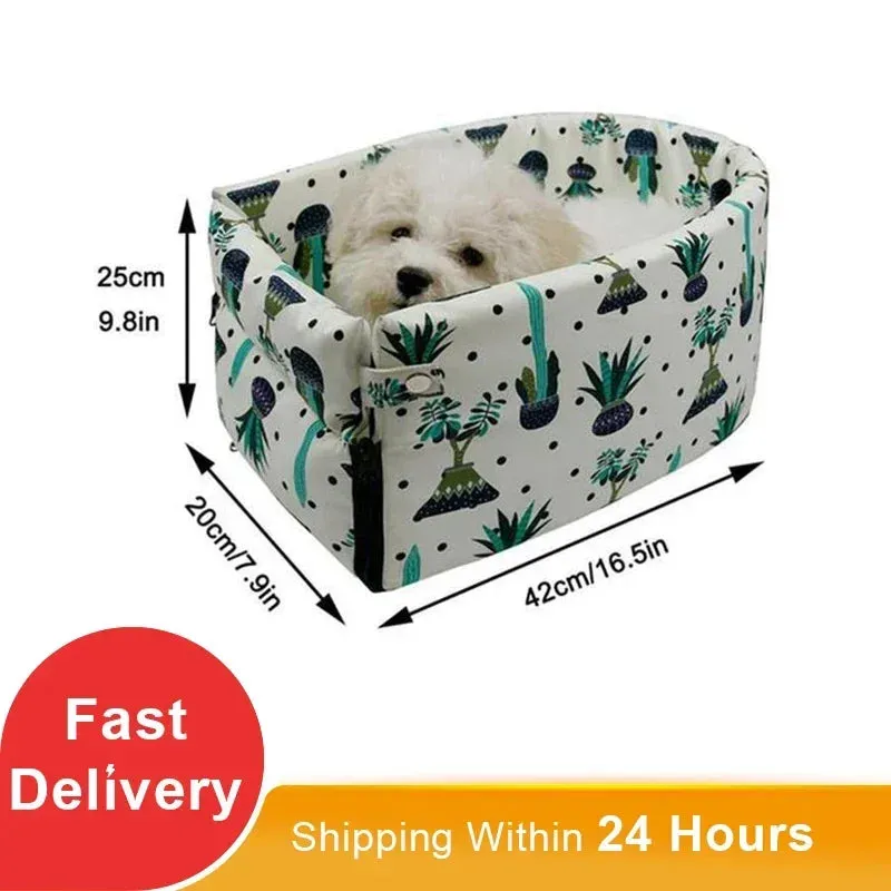Travel Safely with Your Pet: Portable Pet Dog Car Seat, Nonslip Carriers - Central Control Safety Armrest Box Kennel Dog Bed for Small Dogs & Cats, Ideal for Travel!