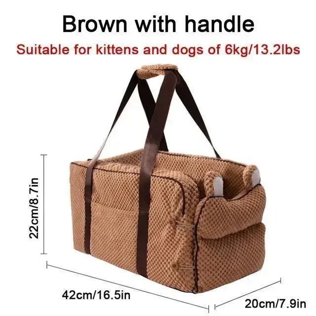 Travel Safely with Your Pet: Portable Pet Dog Car Seat, Nonslip Carriers - Central Control Safety Armrest Box Kennel Dog Bed for Small Dogs & Cats, Ideal for Travel!