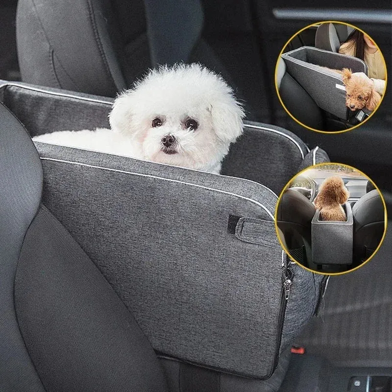 Travel Safely with Your Pet: Portable Pet Dog Car Seat, Nonslip Carriers - Central Control Safety Armrest Box Kennel Dog Bed for Small Dogs & Cats, Ideal for Travel!