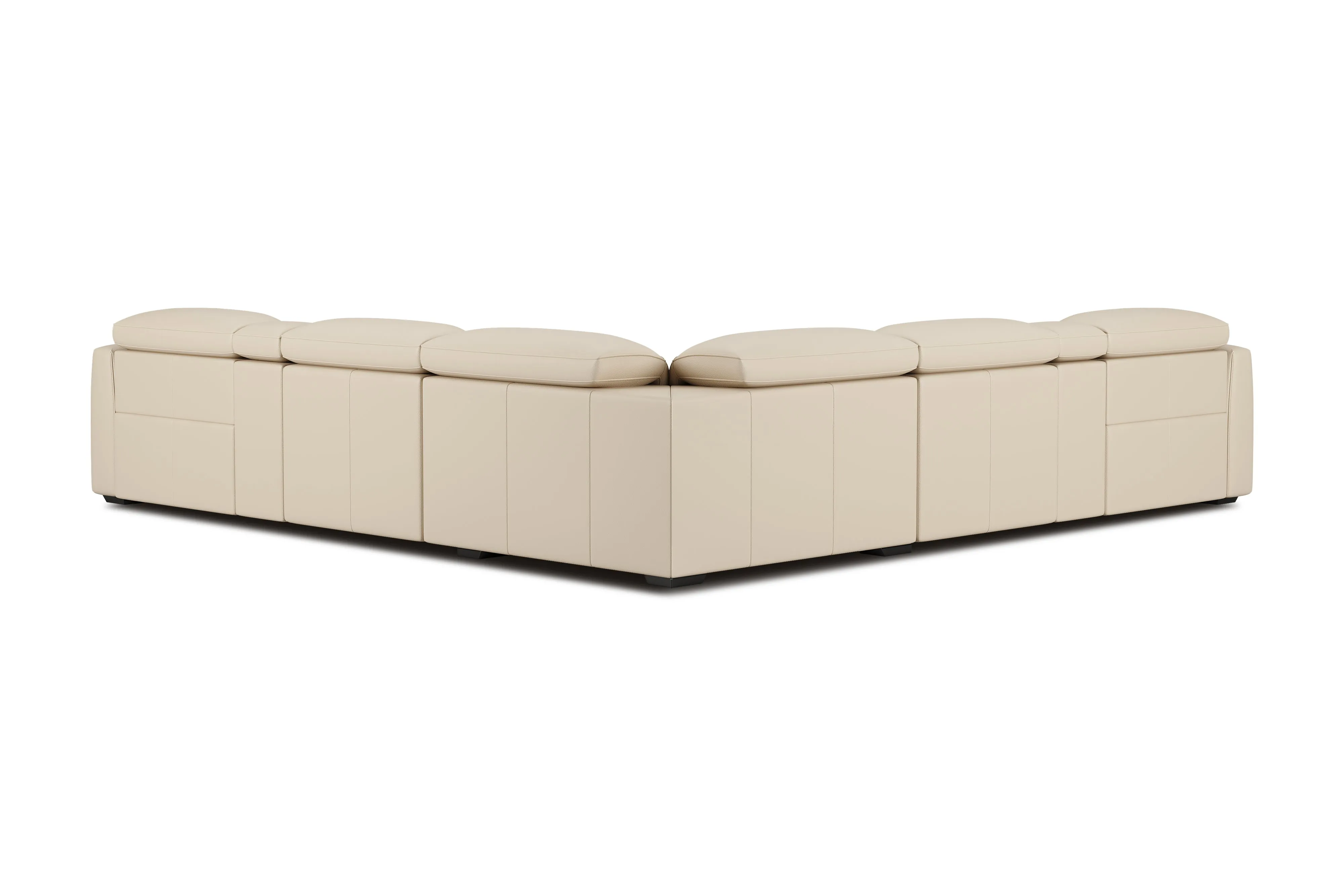 Valencia Carmen Leather L-Shape Dual Recliner with Console Sofa, Beige
