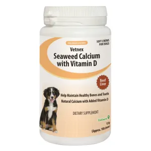VetNex Seaweed Calcium with Vitamin D Beef Liver Chews Dog Supplement 100ct