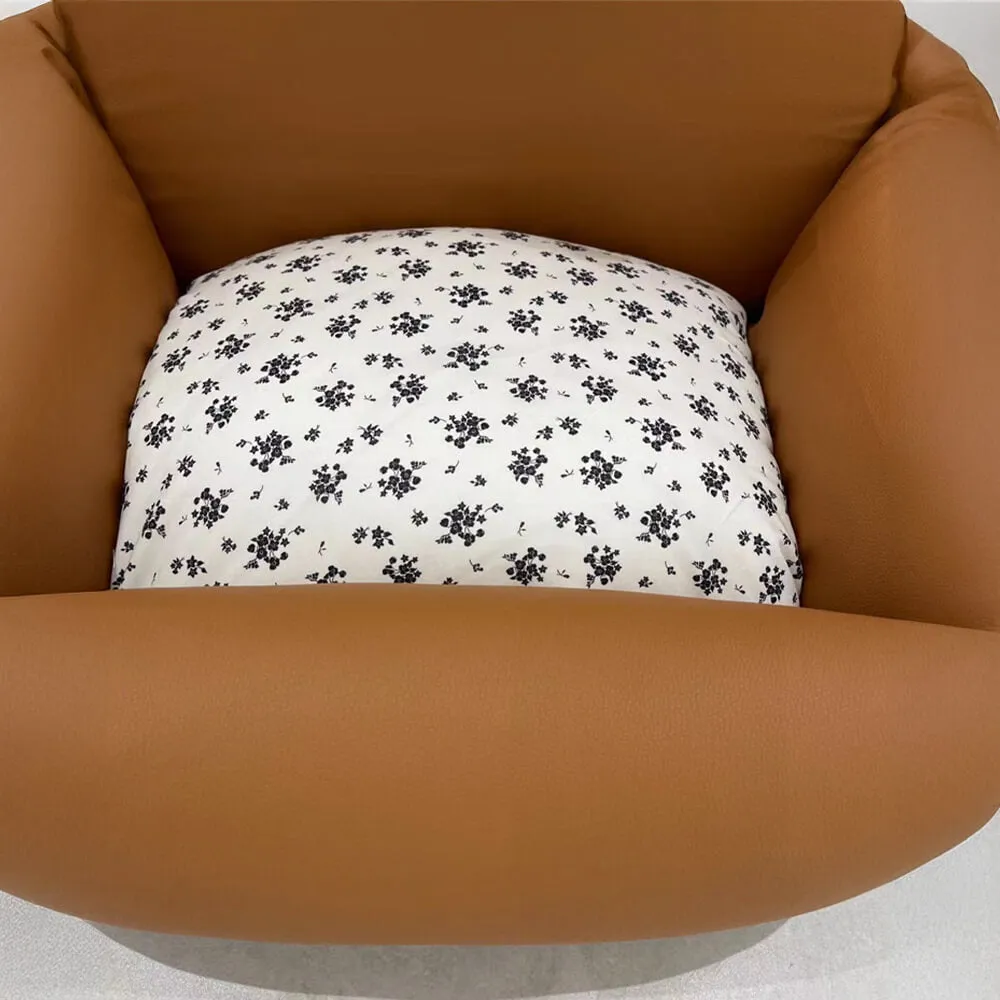Vintage Floral Faux Leather Waterproof Anti-Scratch Puppy Dog Bed