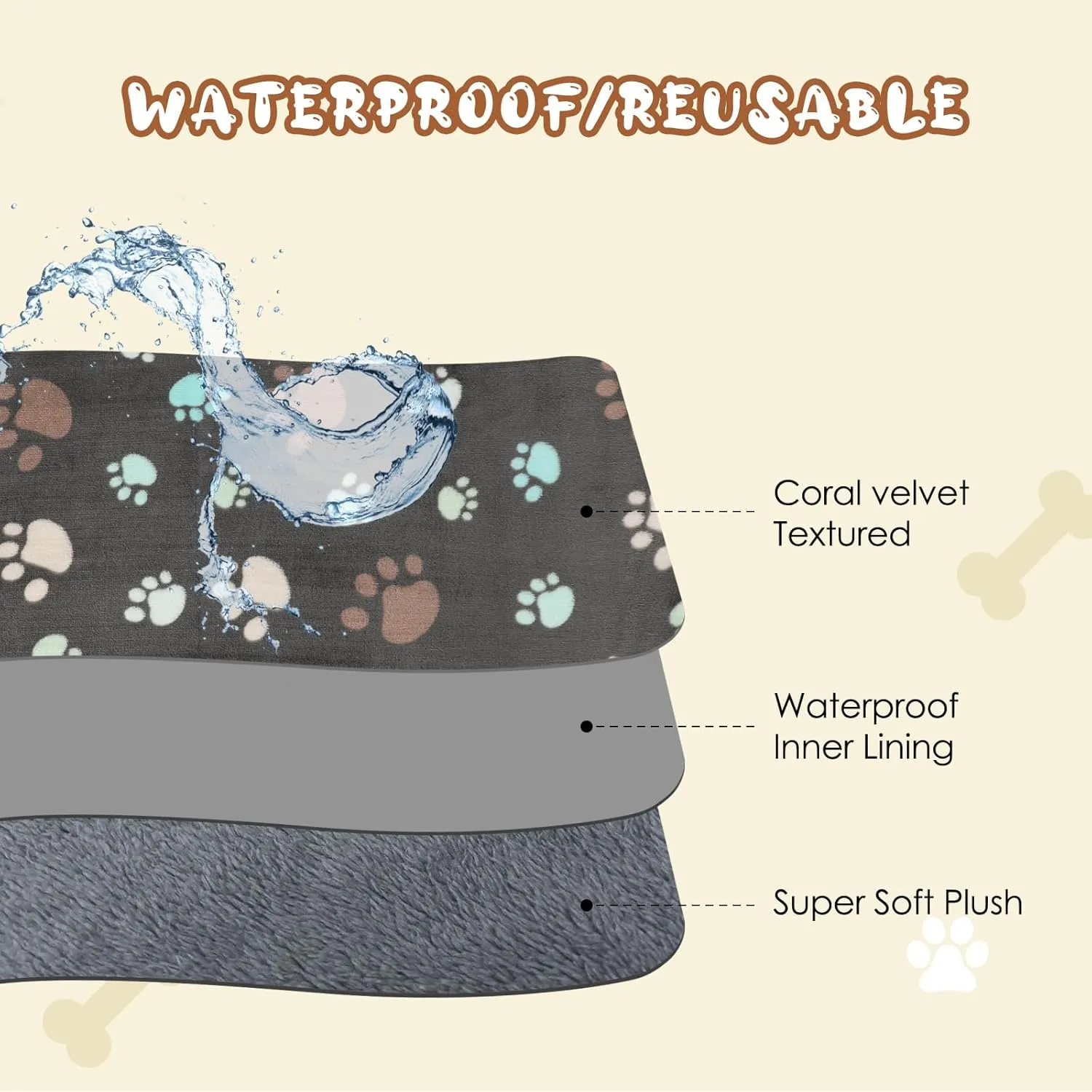 YUEPET Waterproof Dog Blankets, 2 Pack Washable Dog Blankets for Bed Couch Sofa Protector Fleece Flannel Puppy Blanket Soft Plush Reversible Throw Blanket for Small Dogs Puppy Cat 23"16"(Grey Coffee)