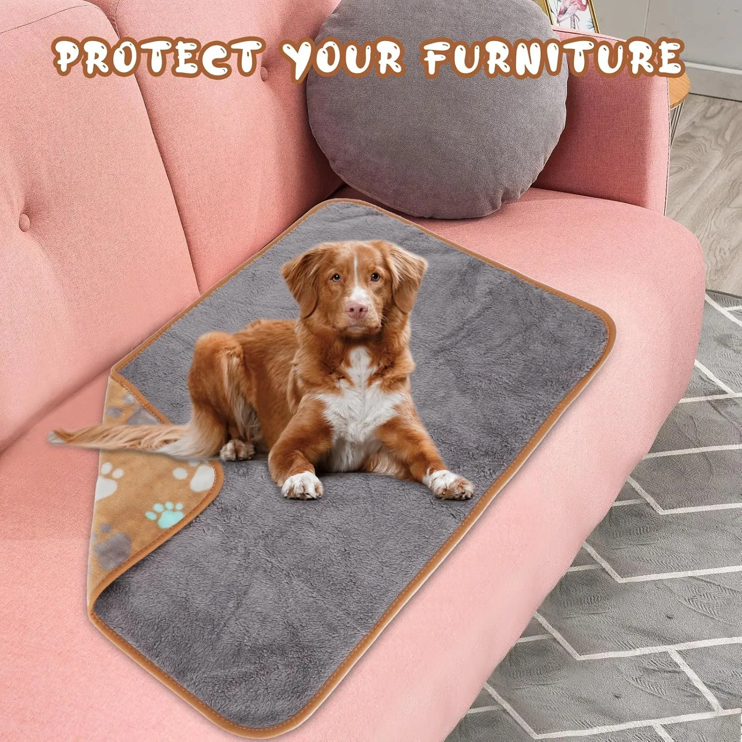 YUEPET Waterproof Dog Blankets, 2 Pack Washable Dog Blankets for Bed Couch Sofa Protector Fleece Flannel Puppy Blanket Soft Plush Reversible Throw Blanket for Small Dogs Puppy Cat 23"16"(Grey Coffee)