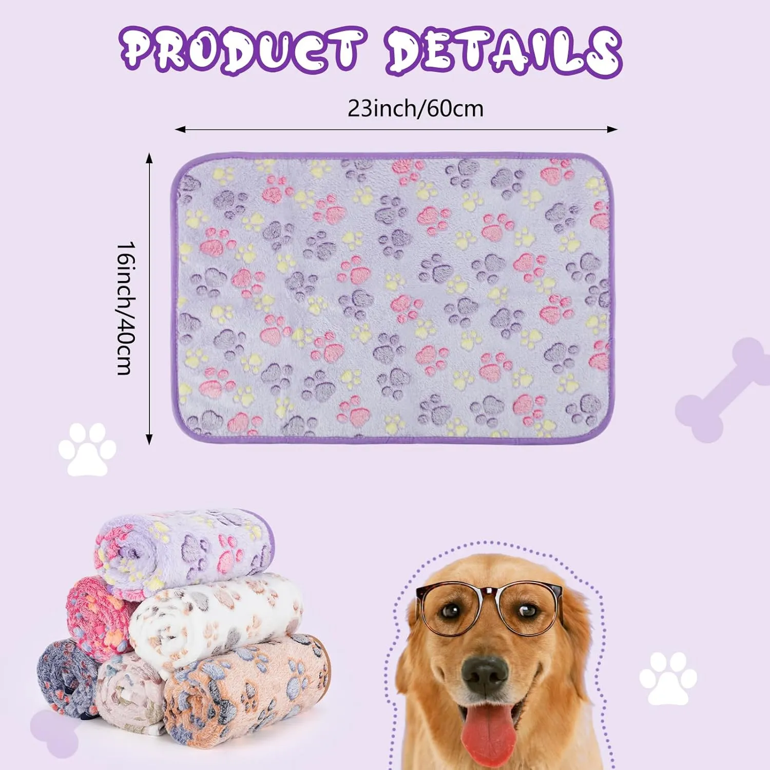 YUEPET Waterproof Dog Blankets, 6 Pack Washable Dog Blankets for Bed Couch Sofa Protector Fleece Flannel Puppy Blanket Soft Plush Reversible Throw Blanket for Small Dog Puppy Cat 23"16"