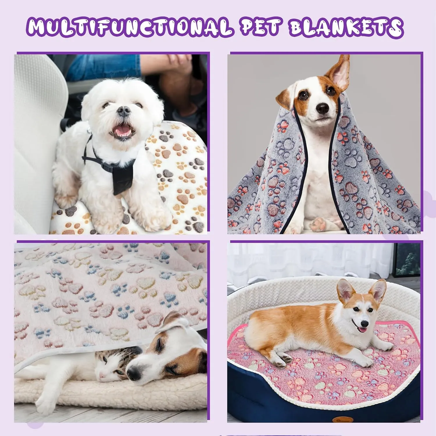 YUEPET Waterproof Dog Blankets, 6 Pack Washable Dog Blankets for Bed Couch Sofa Protector Fleece Flannel Puppy Blanket Soft Plush Reversible Throw Blanket for Small Dog Puppy Cat 23"16"