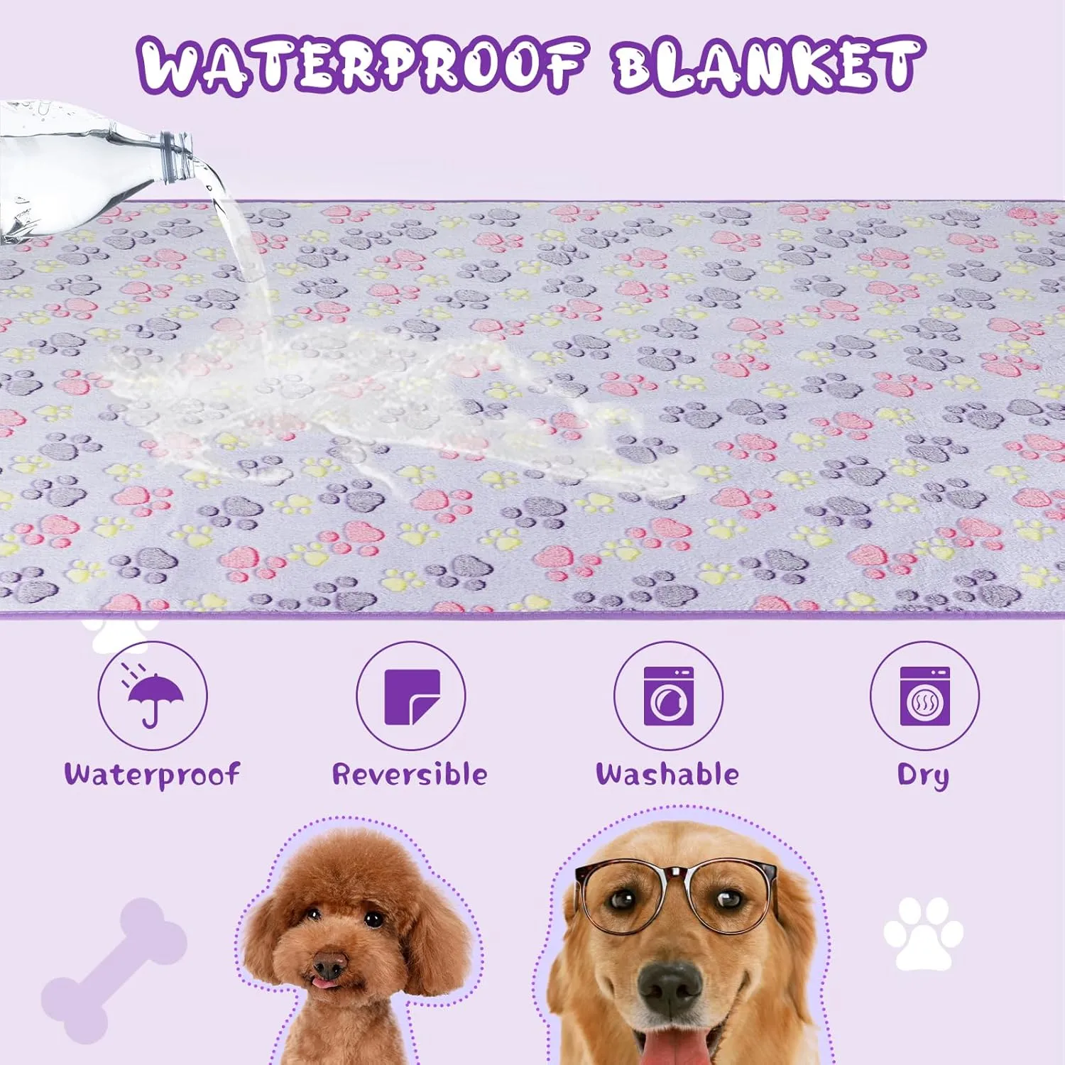 YUEPET Waterproof Dog Blankets, 6 Pack Washable Dog Blankets for Bed Couch Sofa Protector Fleece Flannel Puppy Blanket Soft Plush Reversible Throw Blanket for Small Dog Puppy Cat 23"16"