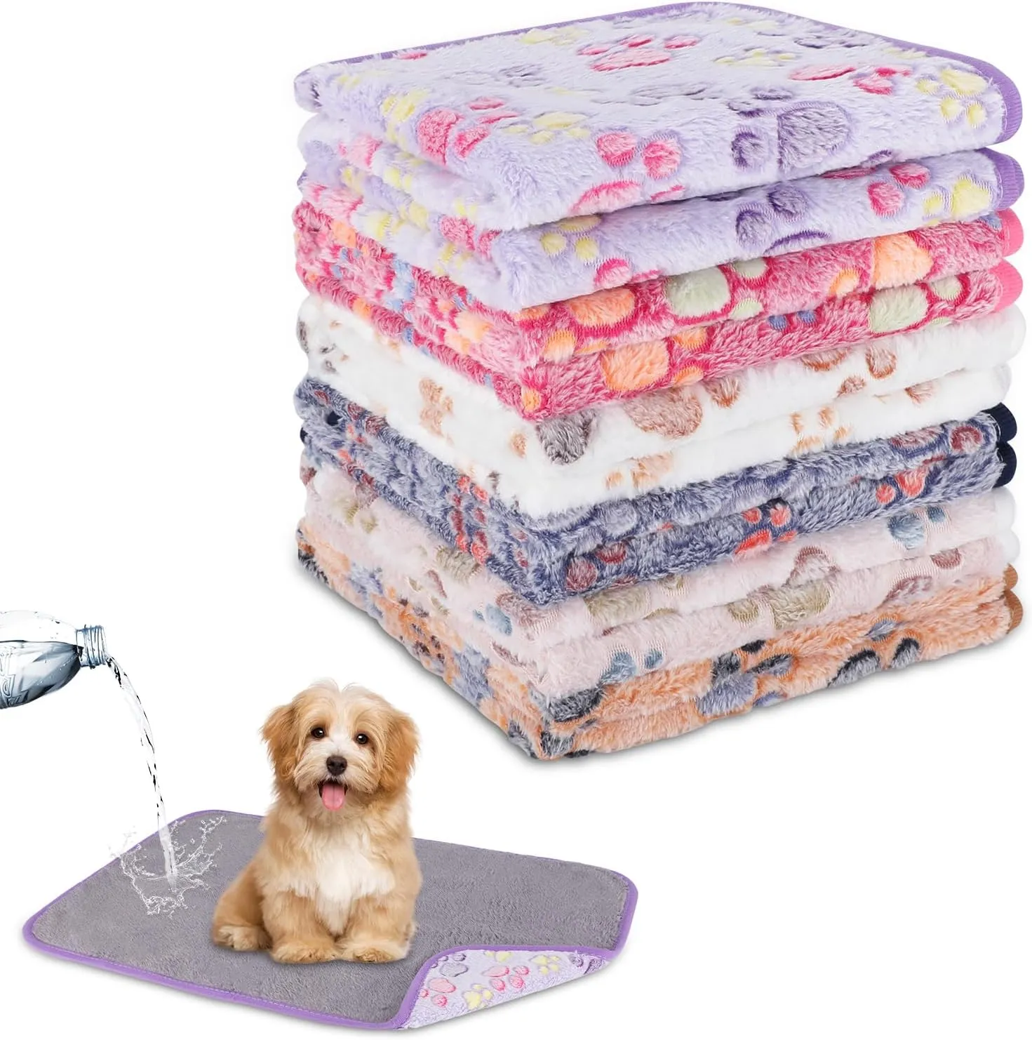 YUEPET Waterproof Dog Blankets, 6 Pack Washable Dog Blankets for Bed Couch Sofa Protector Fleece Flannel Puppy Blanket Soft Plush Reversible Throw Blanket for Small Dog Puppy Cat 23"16"